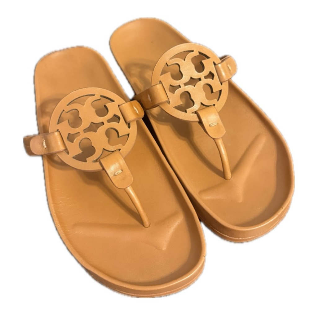 Tory Burch Miller Cloud Leather Sandals in Aged Camello size 8